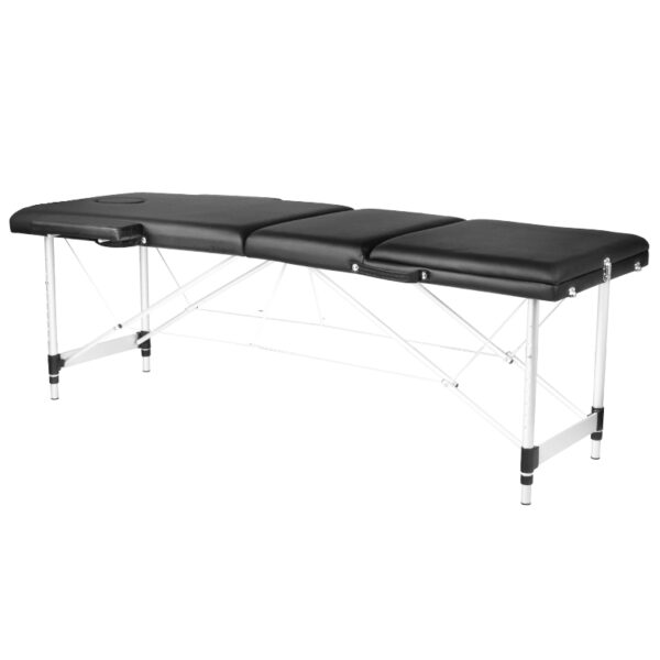 3-delige zwarte massagetafel van aluminium 1