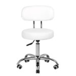 Kosmetischer Hocker mit Rückenlehne für Pediküre a-007 weiß 2