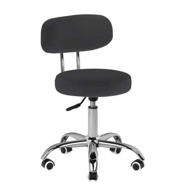 Cosmetische tabouret kruk met rugleuning voor pedicure a-007 zwart 1