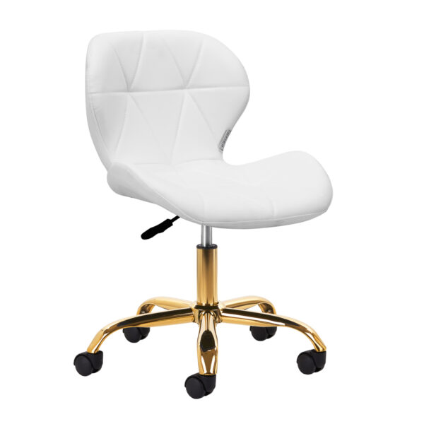 Cosmetische tabouret met rugleuning kruk QS-06G wit 1