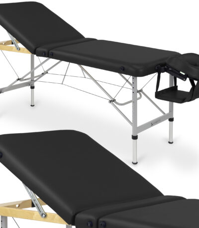 Inklapbare massagetafel Aero Plus Alu 60 Vinyl Flex K015 Zwart 1