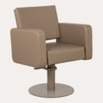 Mudi kappersstoel Earth taupe ronde voet 1