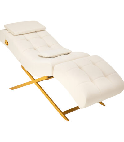Witte Sillon Umbra wimper behandelstoel met gouden voet 1