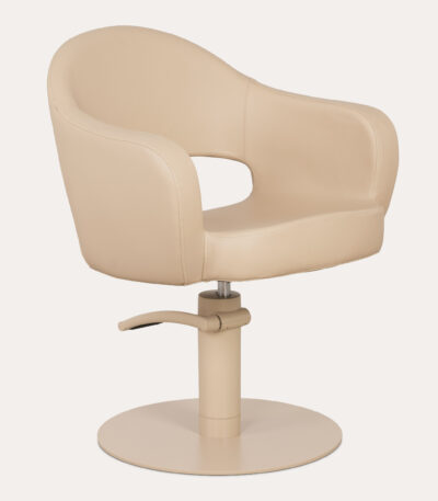 Chaise de coiffeur Lira, base ronde beige, beige