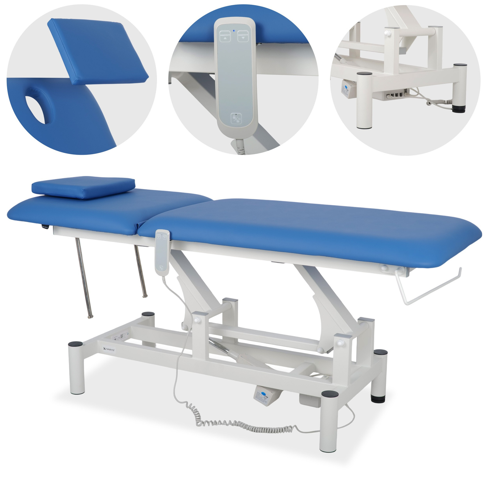Table de thérapie Habys Optima à réglage électrique de la hauteur – Satin Comfort k723 bleu 1 Table de thérapie Habys Optima à réglage électrique de la hauteur – Satin Comfort k723 bleu 1