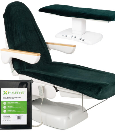 Protège-matelas habillé velours avec élastique et attaches pour fauteuil de beauté - vert amande 1