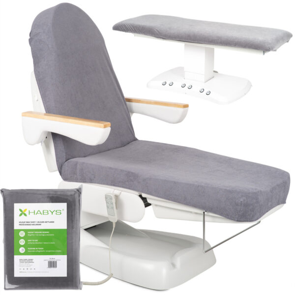 Housse en velours pour fauteuil de soin avec élastique et attaches - Graphite 1