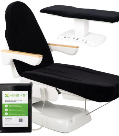Housse drap de velours avec élastique et sangles pour fauteuil de beauté - noir 1
