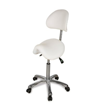 DD Wellness zadelkruk met rugleuning wit ZEO BACK